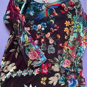 Johnny Was silk velvet tunic, size L